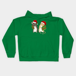 Two cute gerbils with Christmas hats and presents Kids Hoodie